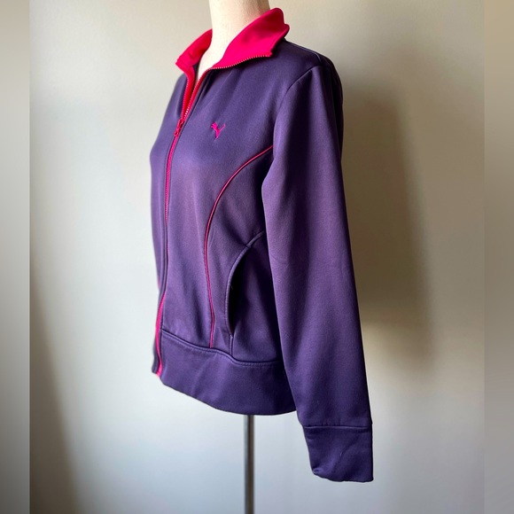 Puma | Zip-Up Track Jacket | Purple with Pink Trim | Large - Picture 2 of 4